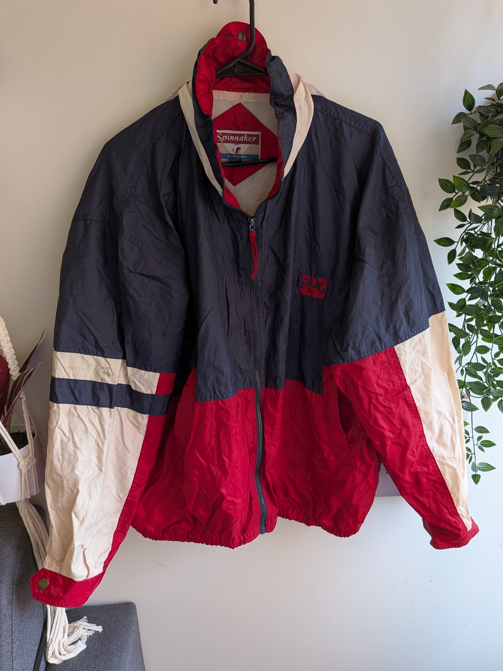 Vintage Men's Colorblock Windbreaker Jacket
